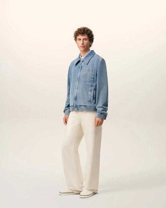 26SS 아미 스몰 하트 로고 코튼 지퍼 자켓 HJK835DE0046 480 BLEU USED - AMI