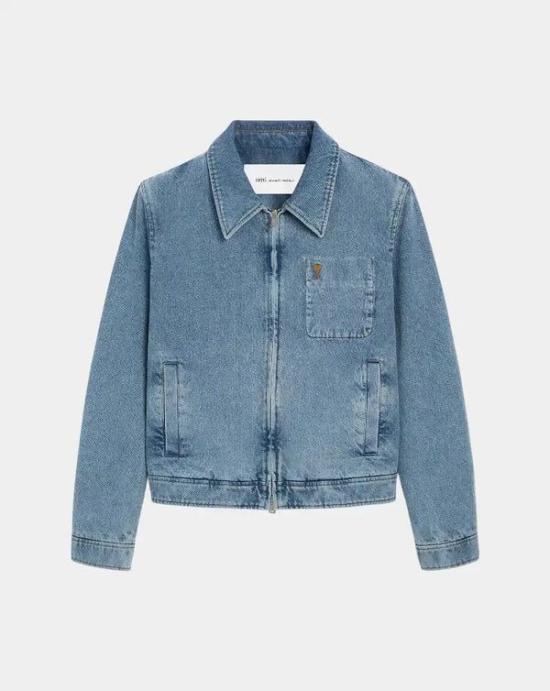 26SS 아미 스몰 하트 로고 코튼 지퍼 자켓 HJK835DE0046 480 BLEU USED