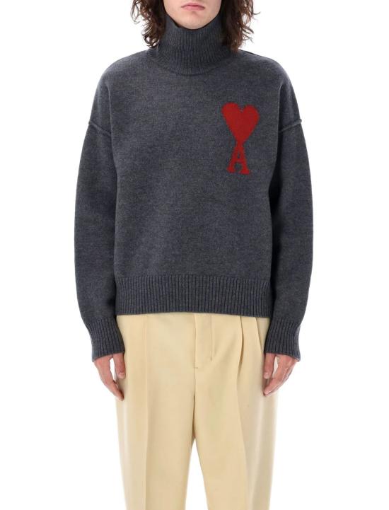 26SS 아미 스웨터 BFUKS406018 084 HEATHER GREYRED 084 HEATHER GREY RED