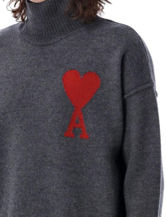 26SS 아미 스웨터 BFUKS406018 084 HEATHER GREYRED 084 HEATHER GREY RED - AMI