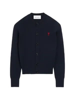 26SS 아미 크루넥 울 가디건 FKC361001 414H25 MARINEROUGE 414H25 MARINE ROUGE - AMI