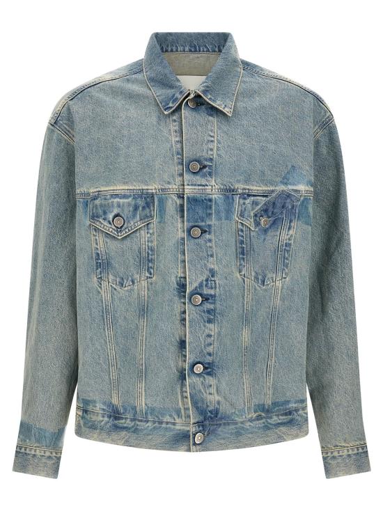  마르지엘라 데님 자켓 메종  테이핑 스톤워시드 코튼 데님 재킷 블루