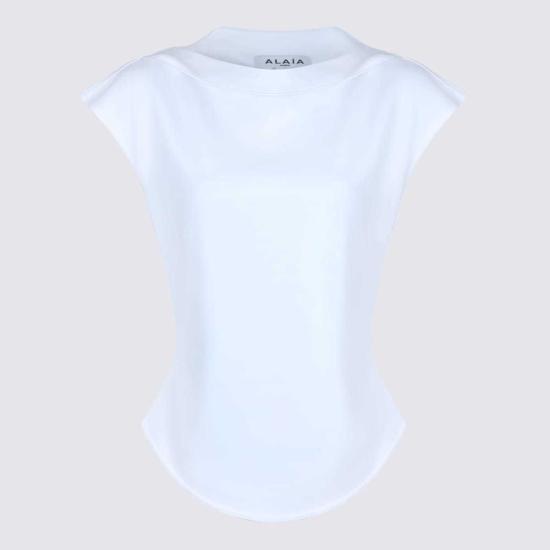  알라이아 바디수트 티셔츠 슬리브리스 보디수트 화이트