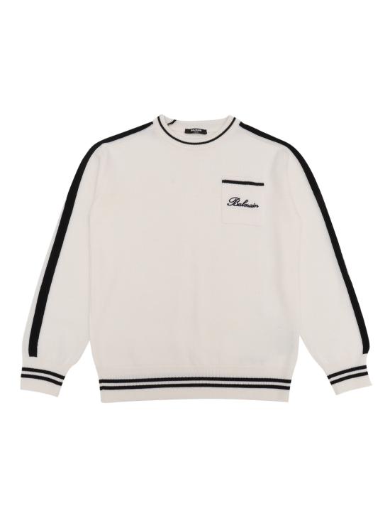  발망 스웨터 버진 울 크루넥 점퍼 화이트 - BALMAIN