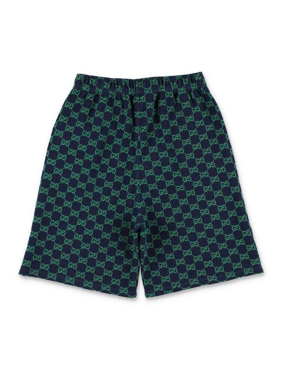  [키즈] 구찌 쇼츠/버뮤다 키즈 GG 반바지 네이비/그린 - GUCCI