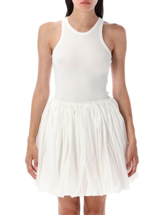  알라이아 바디수트 티셔츠 스컬프팅 립 저지 바디수트 화이트