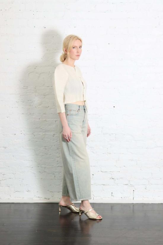  이세이 미야케 가디건 린넨 느낌의 골지 주름 - ISSEY MIYAKE