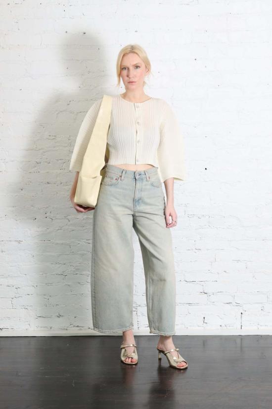  이세이 미야케 가디건 린넨 느낌의 골지 주름 - ISSEY MIYAKE