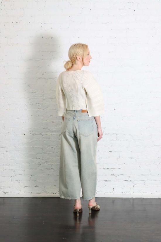  이세이 미야케 가디건 린넨 느낌의 골지 주름 - ISSEY MIYAKE