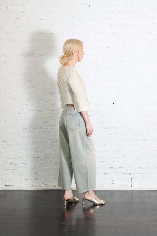  이세이 미야케 가디건 린넨 느낌의 골지 주름 - ISSEY MIYAKE