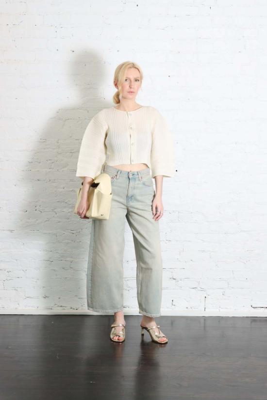  이세이 미야케 가디건 린넨 느낌의 골지 주름 - ISSEY MIYAKE