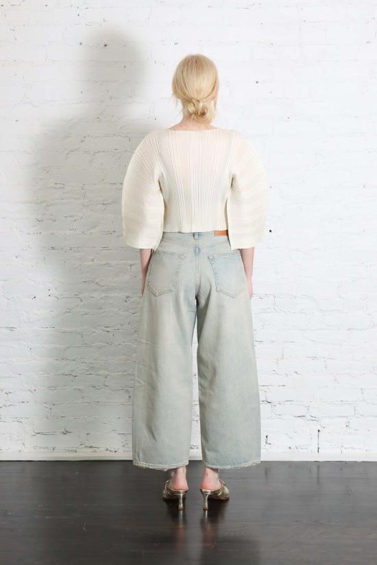  이세이 미야케 가디건 린넨 느낌의 골지 주름 - ISSEY MIYAKE