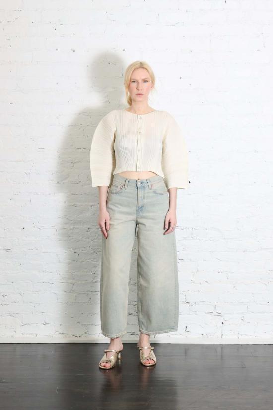  이세이 미야케 가디건 린넨 느낌의 골지 주름