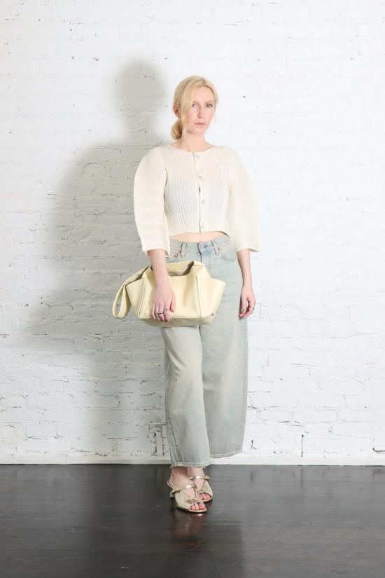  이세이 미야케 가디건 린넨 느낌의 골지 주름 - ISSEY MIYAKE