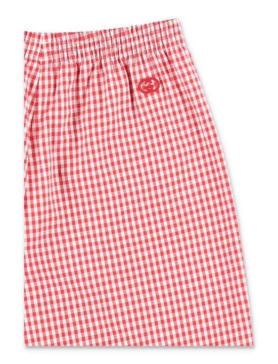  [키즈] 구찌 쇼츠/버뮤다 비쉬 체크 키즈 반바지 레드/화이트 - GUCCI