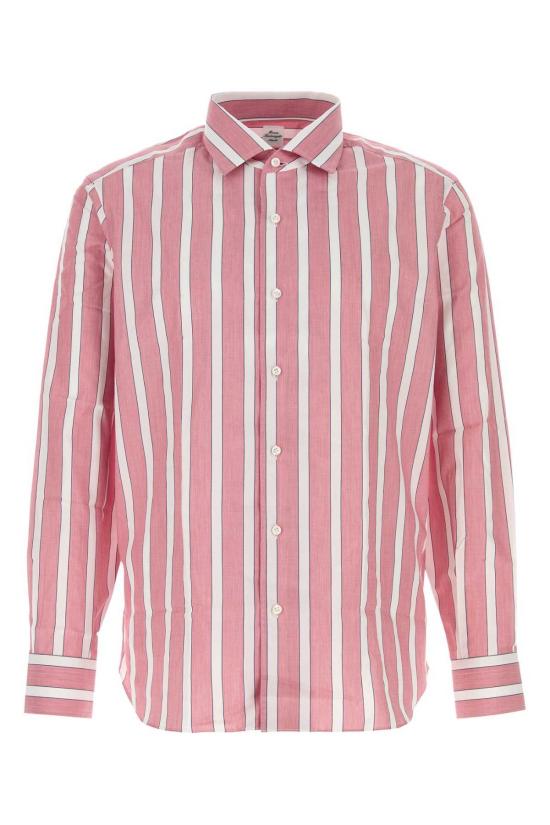  와타나베 준야 셔츠 자수 포플린  화이트/네이비/레드