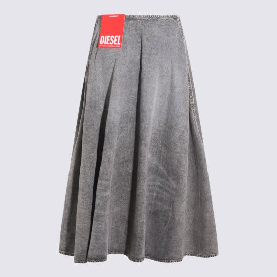  디젤 데님 스커트 컴퍼니 클라이 미디 길이 플레어 스커트 그레이 - DIESEL
