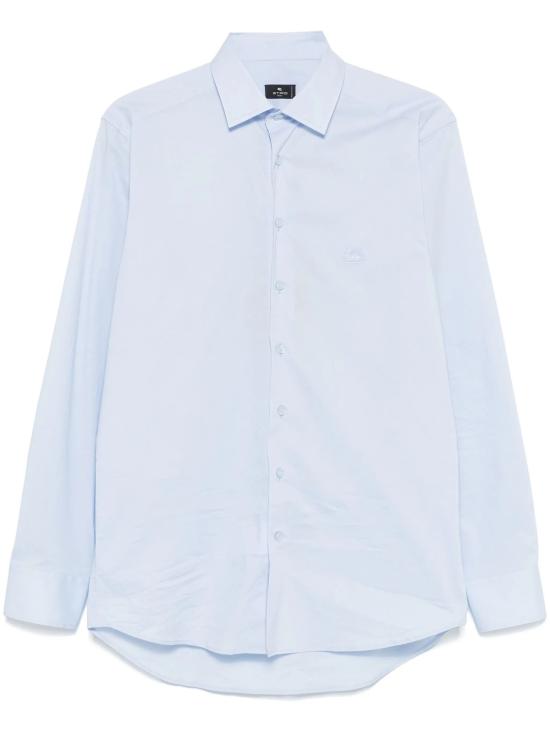  에트로 탑 로마 로고 셔츠 블루