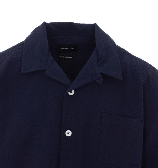 26SS 하울린 반팔 셔츠 COCKTAIL SHIRT CRISPY SEERSUCKER NAVY Blue - HOWLIN