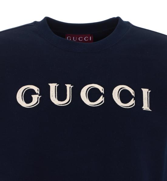 26SS 구찌 자수 코튼 저지 스웨트셔츠 854224 XJHNA4794 Blue - GUCCI