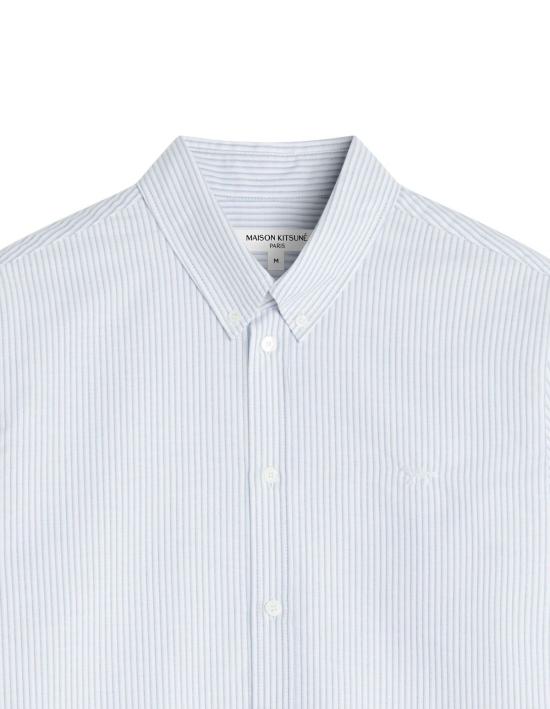  메종키츠네 셔츠 메종 키츠네 프로필 폭스 스트라이프 레귤러  블루 - MAISON KITSUNE