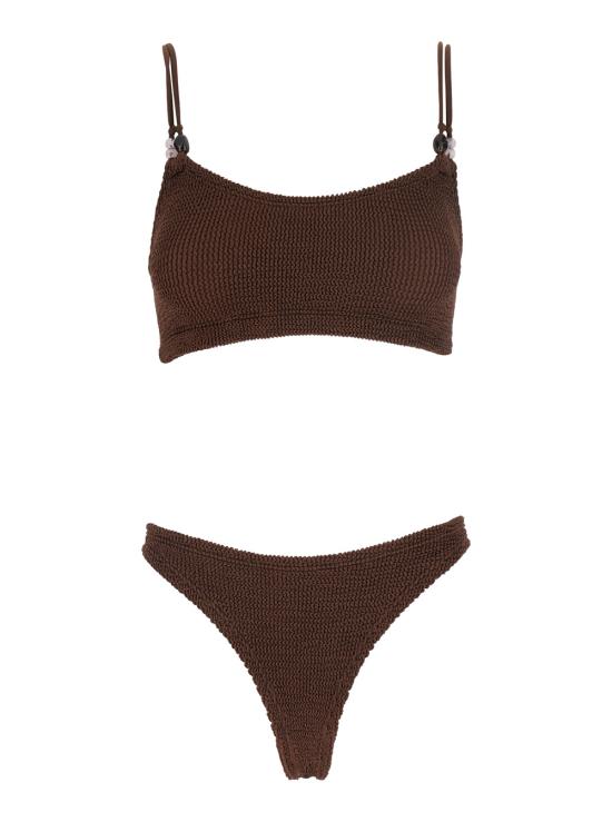 26SS 훈자 지 비키니 수영복 BCASSIEBDDMETALLICCHOCOLATE Brown