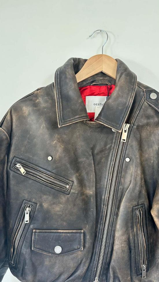  게스투즈 가죽 자켓 다이애나 가죽 재킷 브라운 - GESTUZ