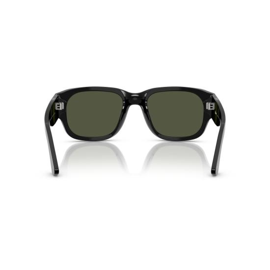 26SS 페르솔 선글라스 0Po3380s 실버 화살표 디테일이 있는 유광 블랙 직사각형 - PERSOL