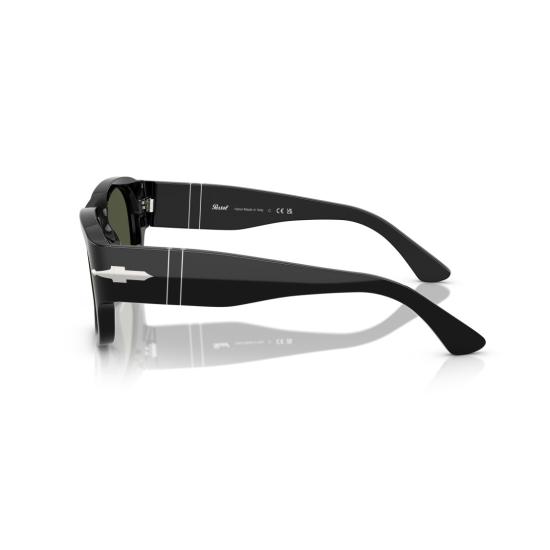 26SS 페르솔 선글라스 0Po3380s 실버 화살표 디테일이 있는 유광 블랙 직사각형 - PERSOL