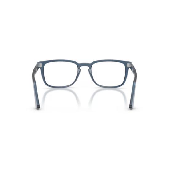 26SS 페르솔 선글라스 0Po3382v 반투명 블루 아세테이트 직사각형 안경테 (실버 포인트) - PERSOL