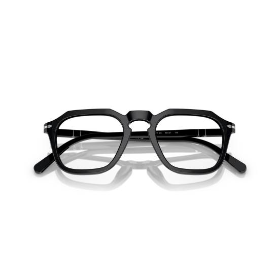 26SS 페르솔 안경 0Po3292v 기하학적 패턴의 블랙 아세테이트 안경테 (실버 포인트) - PERSOL