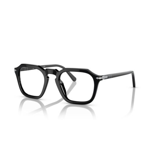 26SS 페르솔 안경 0Po3292v 기하학적 패턴의 블랙 아세테이트 안경테 (실버 포인트) - PERSOL