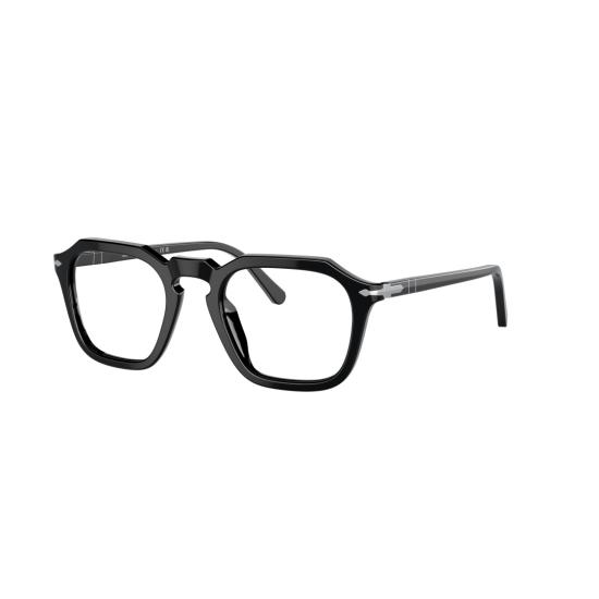 26SS 페르솔 안경 0Po3292v 기하학적 패턴의 블랙 아세테이트 안경테 (실버 포인트) - PERSOL