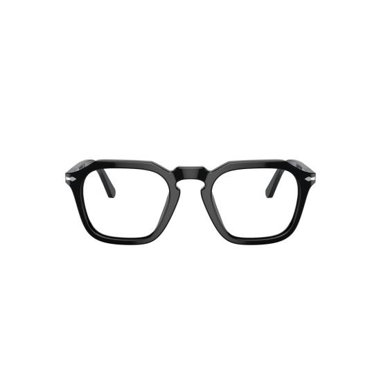 26SS 페르솔 안경 0Po3292v 기하학적 패턴의 블랙 아세테이트 안경테 (실버 포인트)