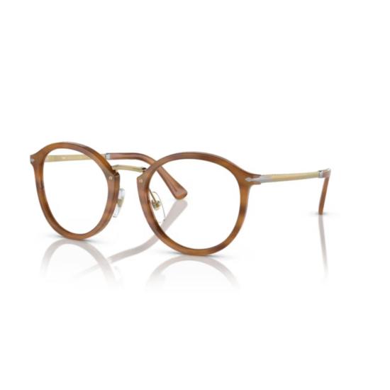  페르솔 안경 3309V 비스타 라운드 아세테이트 안경테 (골드톤 액센트) - PERSOL