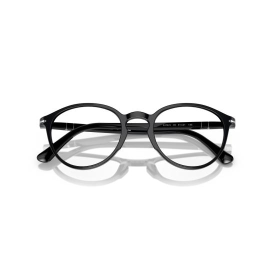 26SS 페르솔 안경 0Po3218v 유광 블랙 아세테이트 원형 프레임 안경 - PERSOL