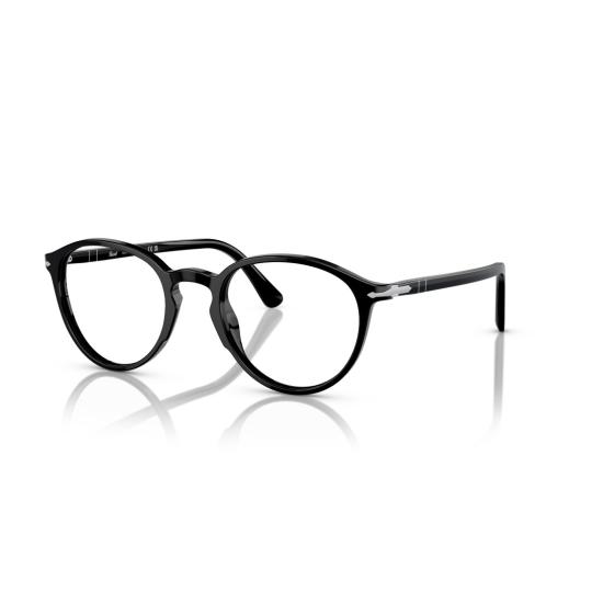 26SS 페르솔 안경 0Po3218v 유광 블랙 아세테이트 원형 프레임 안경 - PERSOL