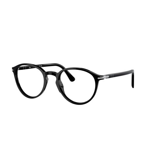 26SS 페르솔 안경 0Po3218v 유광 블랙 아세테이트 원형 프레임 안경 - PERSOL