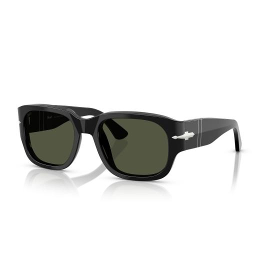 26SS 페르솔 선글라스 0Po3380s 직사각형 블랙 아세테이트  (실버 화살표 디테일) - PERSOL