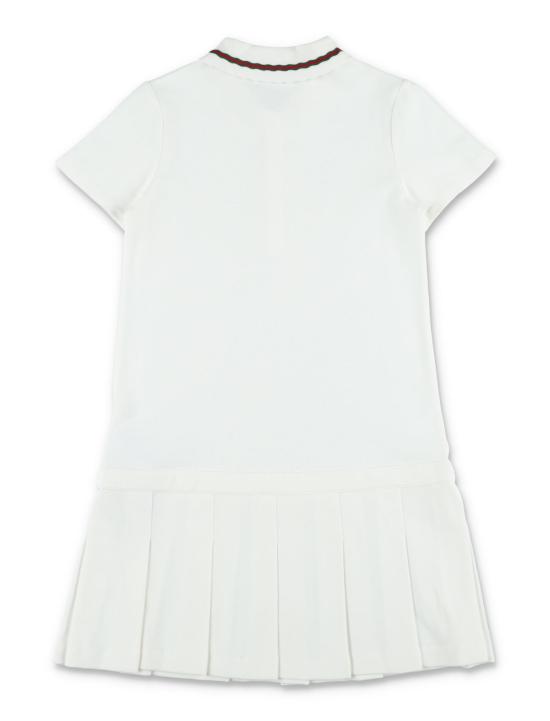  [키즈] 구찌 원피스 키즈 코튼 피케 폴로 드레스 (웹 디테일 포함) 새 상품 화이트 - GUCCI
