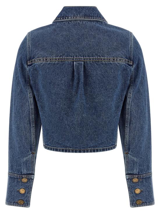  발망 데님 자켓 크롭 데님 재킷 블루 - BALMAIN