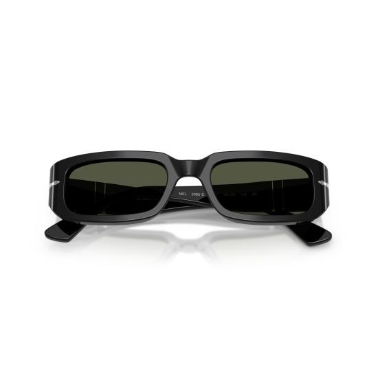 26SS 페르솔 선글라스 0Po3385s 실버 액센트가 있는 직사각형 블랙 아세테이트 - PERSOL