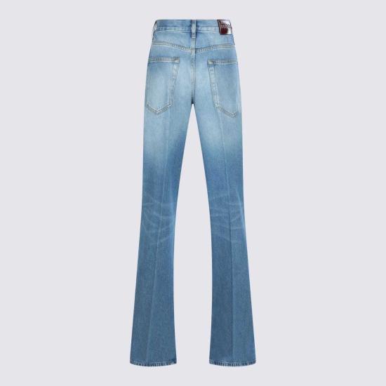  구찌 데님 팬츠 하이라이즈 플레어 진 블루 - GUCCI