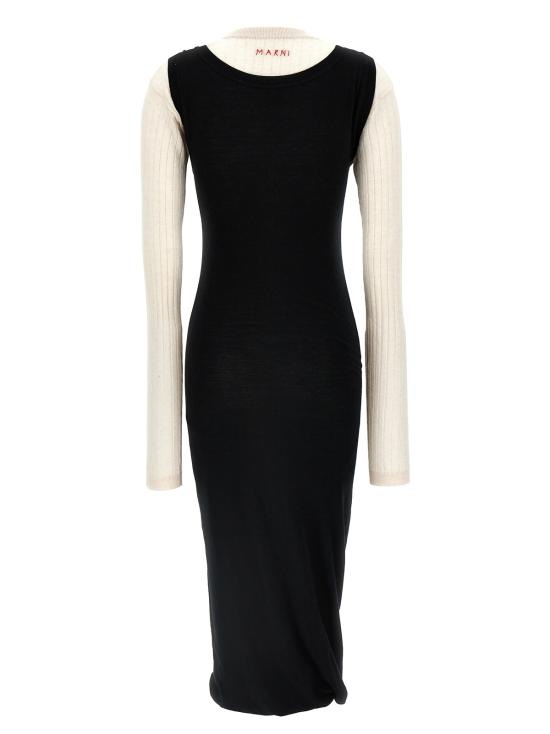  마르니 원피스 멀티 레이어드 드레스 화이트/블랙 - MARNI