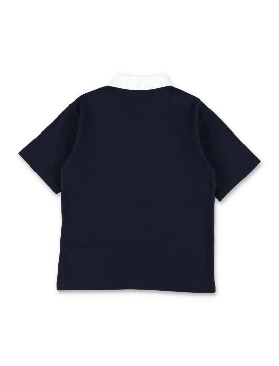  [키즈] 구찌 탑 키즈 코튼 웹 폴로 셔츠 다크 나이트 스카이 - GUCCI