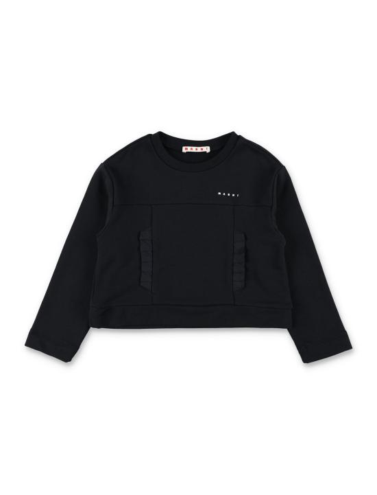  [키즈] 마르니 풀오버 아동용 면 스웨트셔츠 (로고 포함) 블랙
