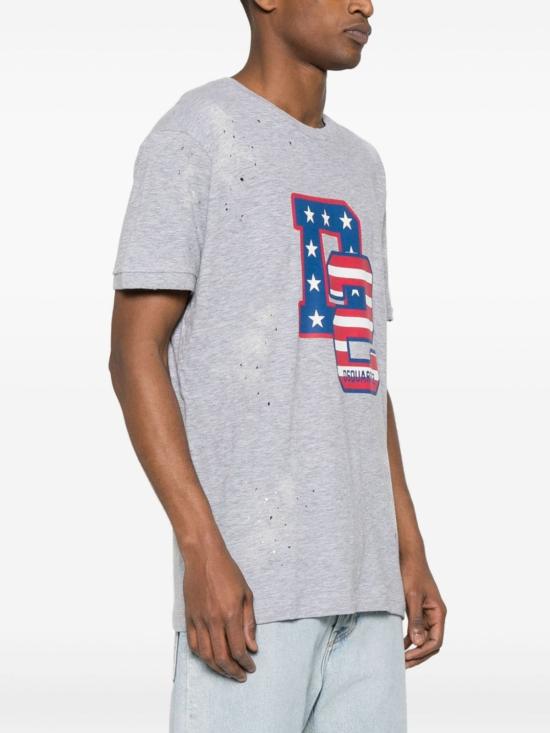  디스퀘어드2 탑 Dsquared2 머슬핏 코튼 티셔츠 그레이 - DSQUARED2