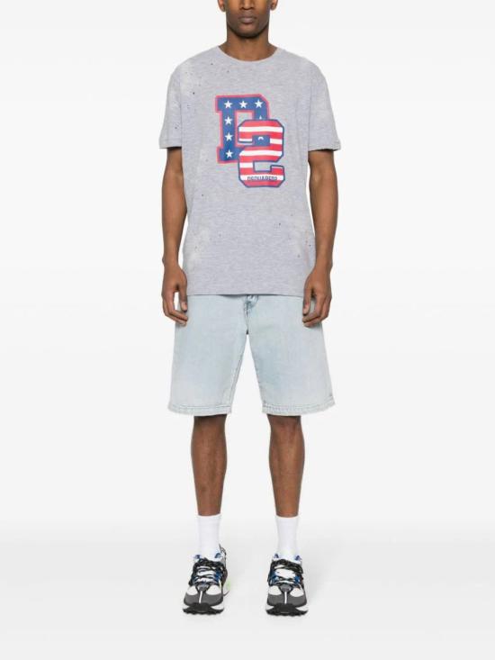  디스퀘어드2 탑 Dsquared2 머슬핏 코튼 티셔츠 그레이 - DSQUARED2