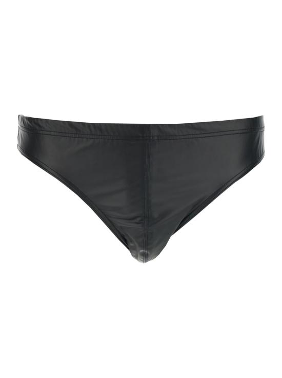  톰포드 스윔팬츠 톰 포드 브리프, 인조 가죽 및 라미네이트 저지 디테일, 비치웨어 블랙