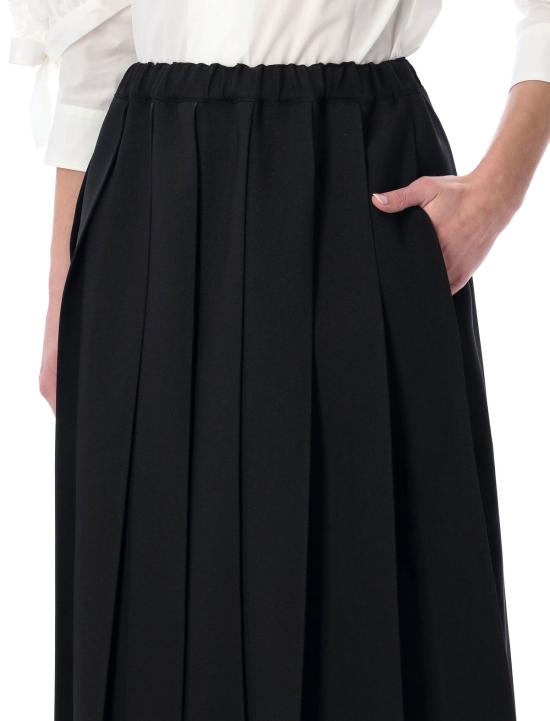  꼼데가르송 롱 스커트 Comme Des Garçons 여아 플리츠 미디 스커트 블랙 - COMME DES GARCONS